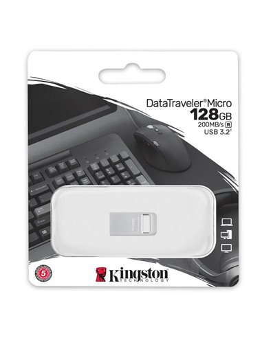 Memorie USB Kingston DataTraveler Micro, 128GB, Argintiu