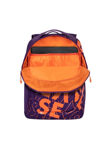 Rucsac zilnic RivaCase Heide, 15.6", Poliester, Violet/Portocaliu