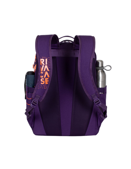Rucsac zilnic RivaCase Heide, 15.6", Poliester, Violet/Portocaliu