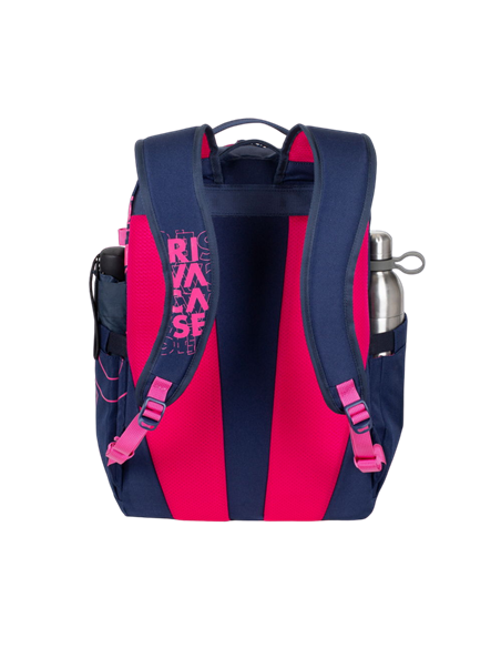 Rucsac zilnic RivaCase Heide, 15.6", Poliester, Albastru închis/Roz Rucsac zilnic RivaCase Heide, 15.6", Poliester, Albastru închis/Roz