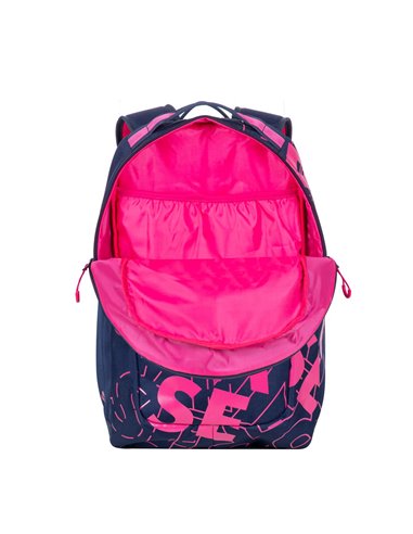 Rucsac zilnic RivaCase Heide, 15.6", Poliester, Albastru închis/Roz