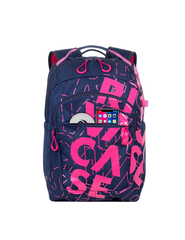 Rucsac zilnic RivaCase Heide, 15.6", Poliester, Albastru închis/Roz