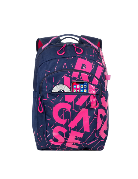 Rucsac zilnic RivaCase Heide, 15.6", Poliester, Albastru închis/Roz Rucsac zilnic RivaCase Heide, 15.6", Poliester, Albastru închis/Roz