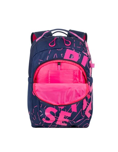Rucsac zilnic RivaCase Heide, 15.6", Poliester, Albastru închis/Roz