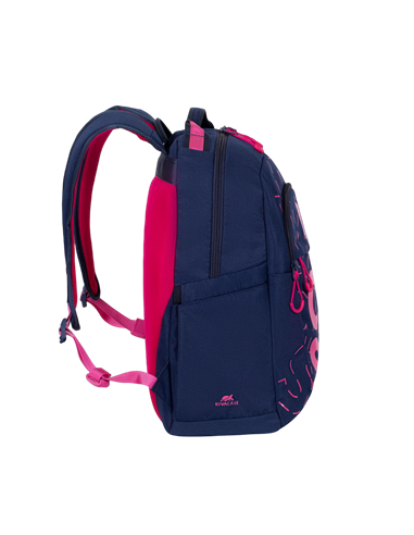 Rucsac zilnic RivaCase Heide, 15.6", Poliester, Albastru închis/Roz