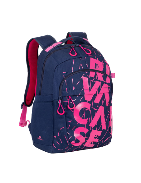 Rucsac zilnic RivaCase Heide, 15.6", Poliester, Albastru închis/Roz Rucsac zilnic RivaCase Heide, 15.6", Poliester, Albastru închis/Roz