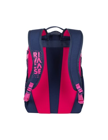 Rucsac zilnic RivaCase Heide, 15.6", Poliester, Albastru închis/Roz