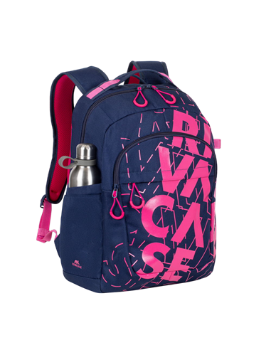 Rucsac zilnic RivaCase Heide, 15.6", Poliester, Albastru închis/Roz