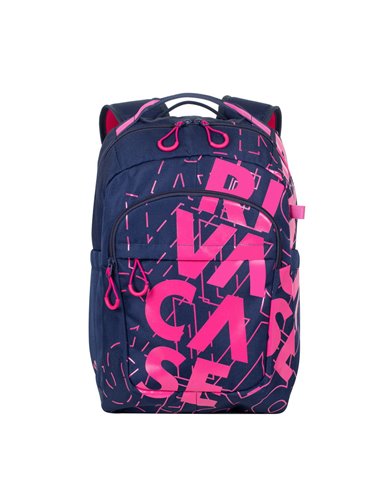 Rucsac zilnic RivaCase Heide, 15.6", Poliester, Albastru închis/Roz