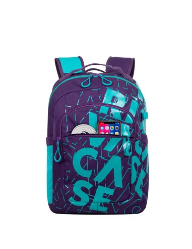 Rucsac zilnic RivaCase Heide, 15.6", Poliester, Violet/Acvamarin