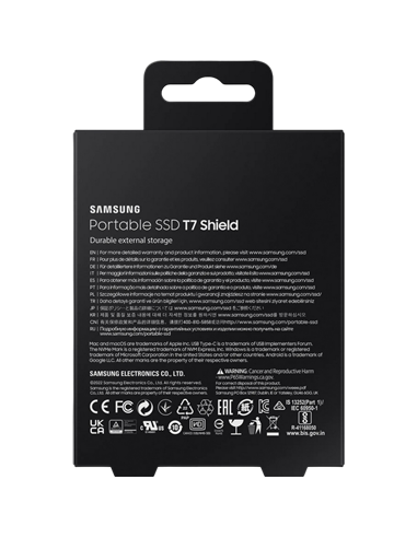 Внешний портативный SSD накопитель Samsung Portable SSD T7 Shield, 4 ТБ, Чёрный (MU-PE4T0S/WW)