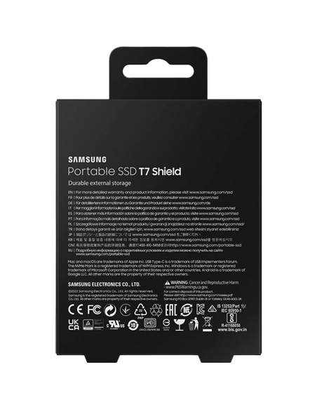 SSD portabil extern Samsung Portable SSD T7 Shield, 4 TB, Negru (MU-PE4T0S/WW)