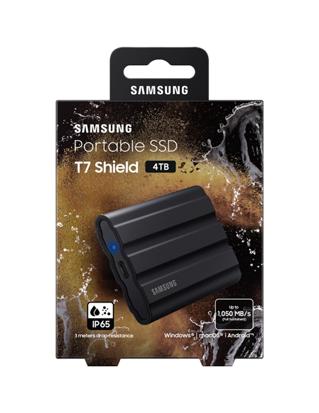 Внешний портативный SSD накопитель Samsung Portable SSD T7 Shield, 4 ТБ, Чёрный (MU-PE4T0S/WW)