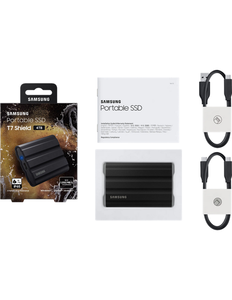 Внешний портативный SSD накопитель Samsung Portable SSD T7 Shield, 4 ТБ, Чёрный (MU-PE4T0S/WW)