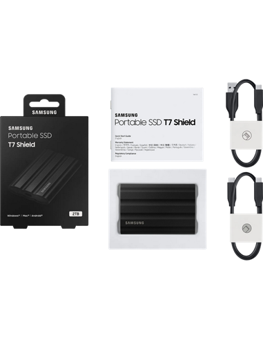 Внешний портативный SSD накопитель Samsung Portable SSD T7 Shield, 2 ТБ, Чёрный (MU-PE2T0S/WW)