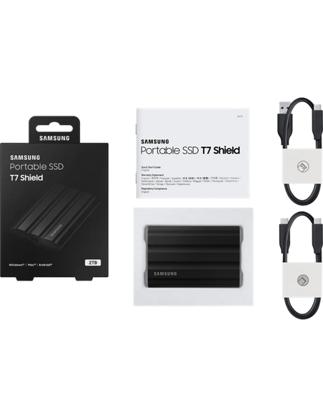 Внешний портативный SSD накопитель Samsung Portable SSD T7 Shield, 2 ТБ, Чёрный (MU-PE2T0S/WW)