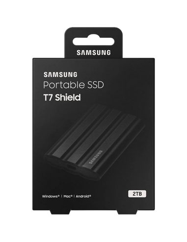 Внешний портативный SSD накопитель Samsung Portable SSD T7 Shield, 2 ТБ, Чёрный (MU-PE2T0S/WW)