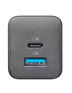 Încărcător Cellularline Wall Charger GAN, 2 Ports, 45W, 45W, Negru 2