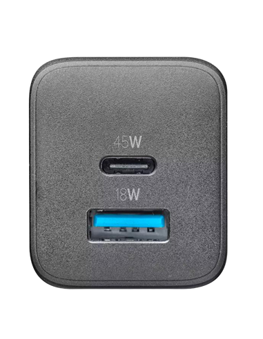 Încărcător Cellularline Wall Charger GAN, 2 Ports, 45W, 45W, Negru