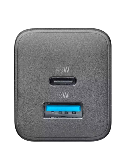 Încărcător Cellularline Wall Charger GAN, 2 Ports, 45W, 45W, Negru Încărcător Cellularline Wall Charger GAN, 2 Ports, 45W, 45W, Negru