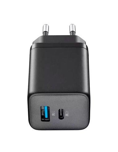 Зарядное устройство Cellularline Wall Charger GAN, 2 Ports, 45W, 45Вт, Чёрный