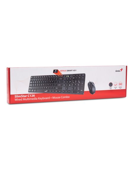 Клавиатура и мышь Genius SlimStar C126, Проводное, Чёрный