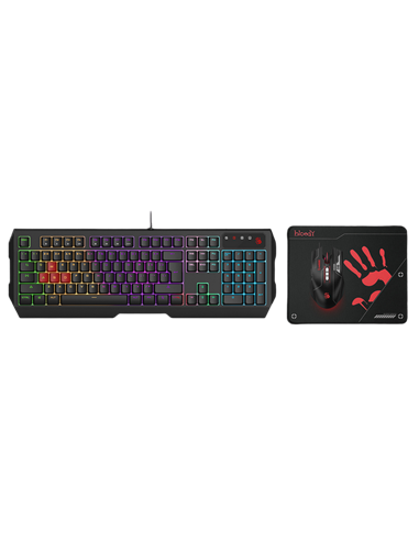Set Tastatură + Mouse + Mouse Pad Bloody B1700 , Cu fir, Negru