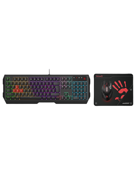 Set Tastatură + Mouse + Mouse Pad Bloody B1700 , Cu fir, Negru