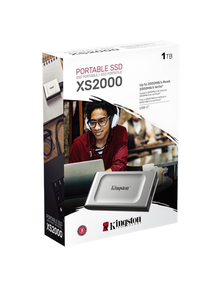 Внешний портативный SSD накопитель Kingston XS2000, 1 ТБ, Серебристый (SXS2000/1000G)