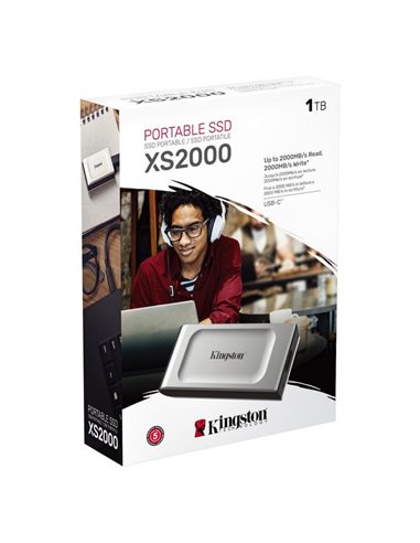 Внешний портативный SSD накопитель Kingston XS2000, 1 ТБ, Серебристый (SXS2000/1000G)