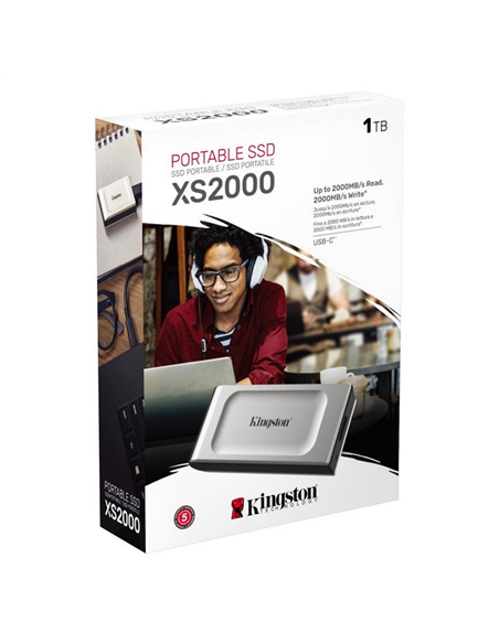 Внешний портативный SSD накопитель Kingston XS2000, 1 ТБ, Серебристый (SXS2000/1000G)