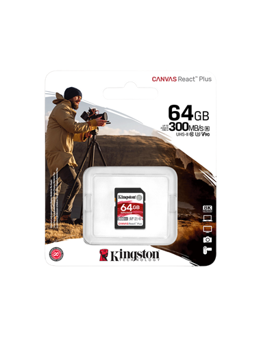 Карта памяти Kingston Canvas React Plus, 64Гб (SDR2/64GB)