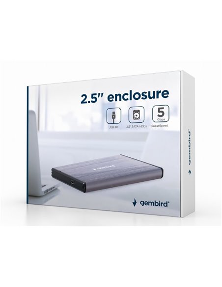Внешний корпус Gembird EE2-U3S-3-LG, , Серый (EE2-U3S-3-LG)