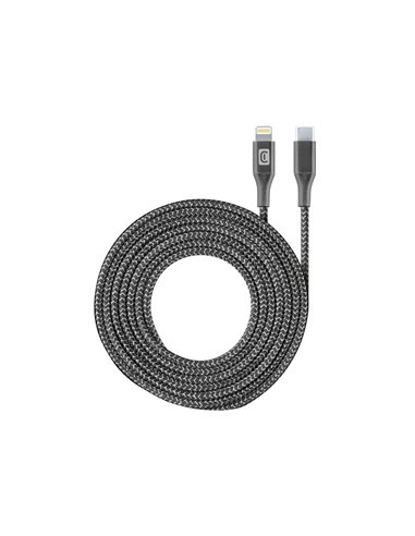 Cable de date Cellularline Long Cable, Lightning/USB Type-C, 2,5m, Negru
