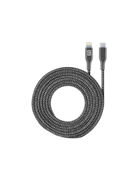 Cable de date Cellularline Long Cable, Lightning/USB Type-C, 2,5m, Negru
