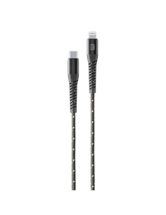 Кабель для зарядки и передачи данных Cellularline Strong Cable, Lightning/USB Type-C, 1,2м, Чёрный