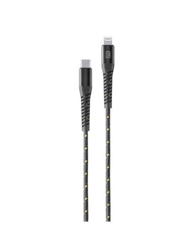 Cablu de încărcare și date Cellularline Strong Cable, Lightning/USB Type-C, 1,2m, Negru