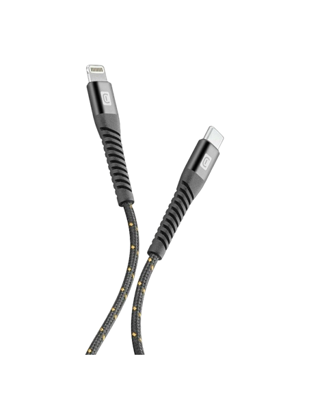 Кабель для зарядки и передачи данных Cellularline Strong Cable, Lightning/USB Type-C, 1,2м, Чёрный