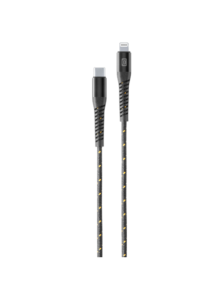 Cablu de încărcare și date Cellularline Strong Cable, Lightning/USB Type-C, 2m, Negru