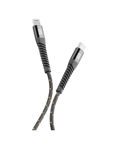 Cablu de încărcare și date Cellularline Strong Cable, Lightning/USB Type-C, 2m, Negru