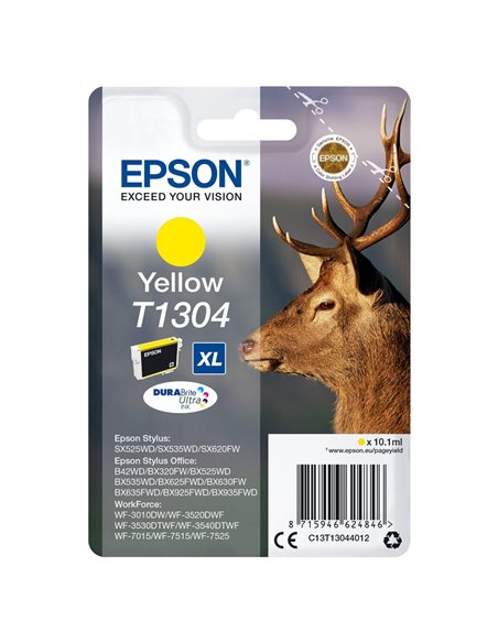 Картридж чернильный Epson C13T13044012, 10мл, Желтый