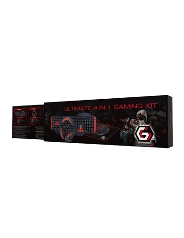 Set Tastatură + Mouse + Mouse Pad + Căști Gembird GGS-UMG4-02, Cu fir, Negru/Rosu