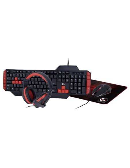 Set Tastatură + Mouse + Mouse Pad + Căști Gembird GGS-UMG4-02, Cu fir, Negru/Rosu Set Tastatură + Mouse + Mouse Pad + Căști Gembird GGS-UMG4-02, Cu fir, Negru/Rosu