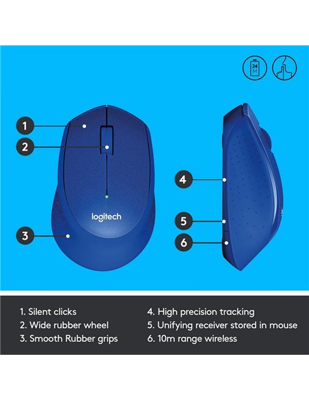 Беcпроводная мышь Logitech M330 Silent Plus, Синий