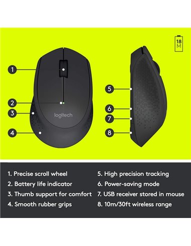 Mouse Wireless Logitech M330 Silent Plus, Negru