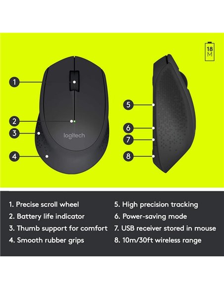 Mouse Wireless Logitech M330 Silent Plus, Negru