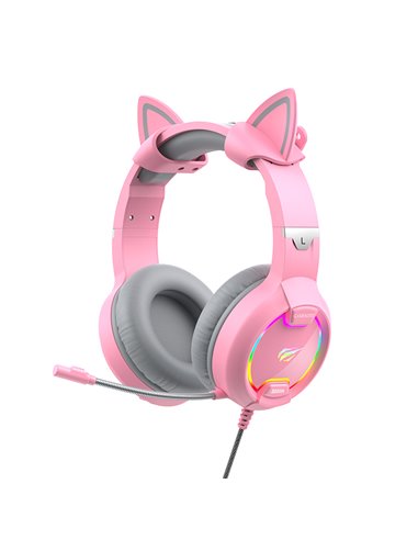 Căști gaming Havit H2233d, Cu fir, Roz