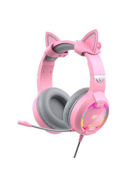 Căști gaming Havit H2233d, Cu fir, Roz