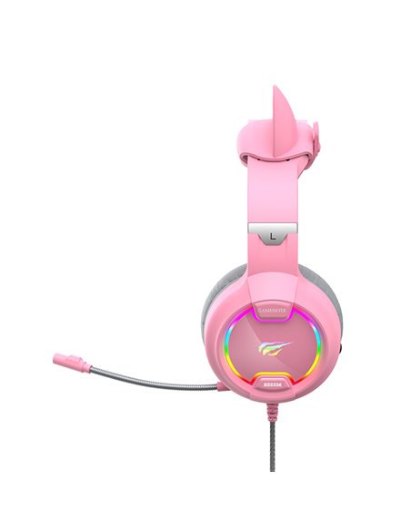 Căști gaming Havit H2233d, Cu fir, Roz