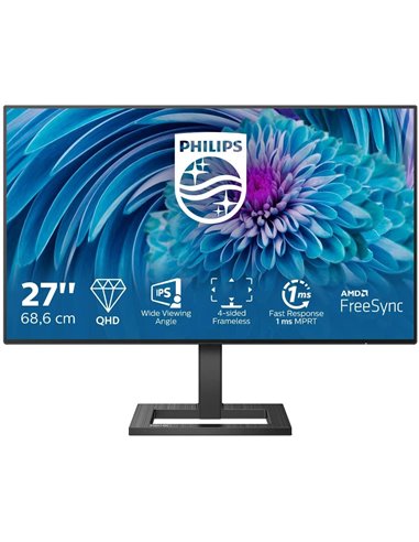27" Monitor PHILIPS 275E2FAE, IPS 2560x1440 WQHD, Negru